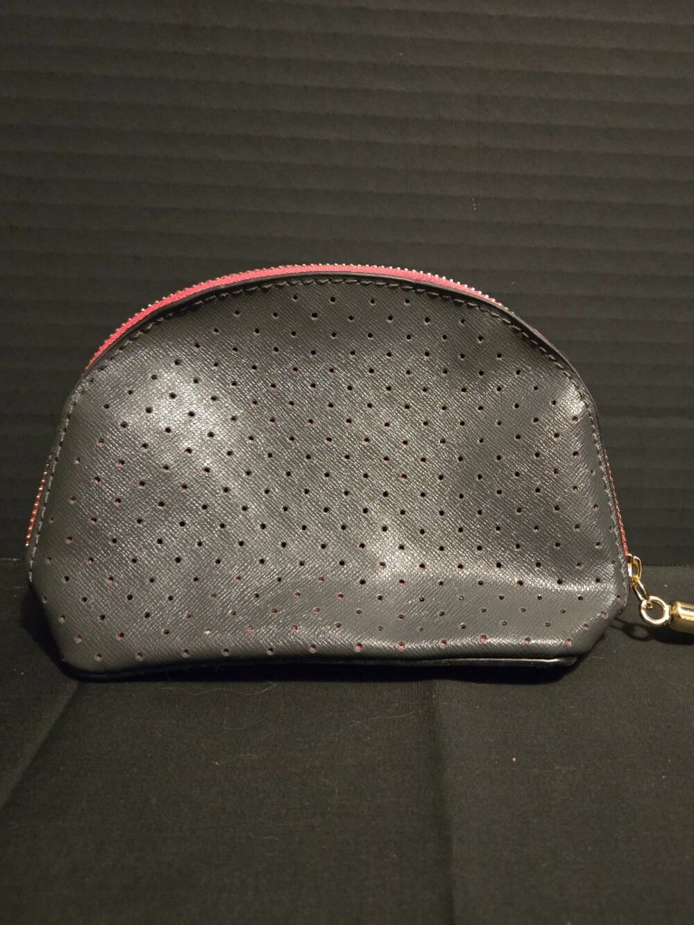 Makeup Pouch Pink and Black with Tassel